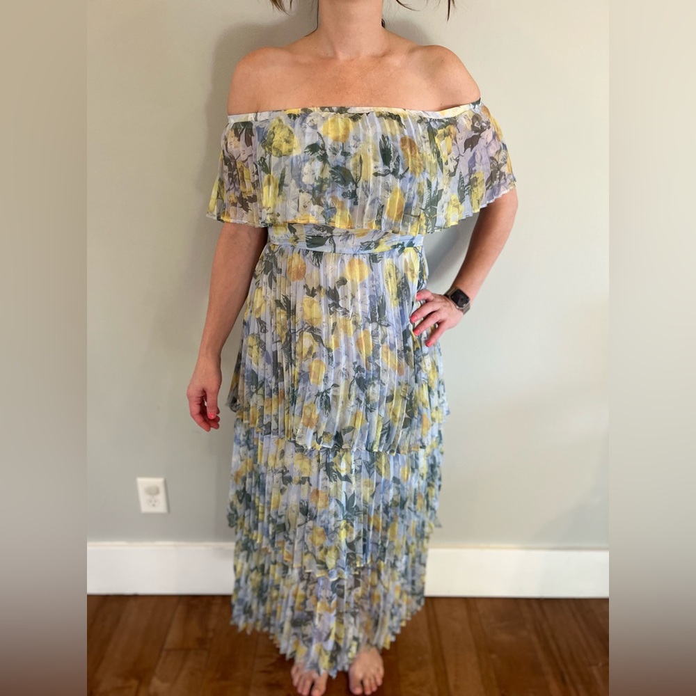 O.P.T Lemon Pleated Tiered Maxi